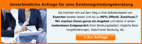 Zur unverbindlichen Anfrage für eine Existenzgründungsberatung